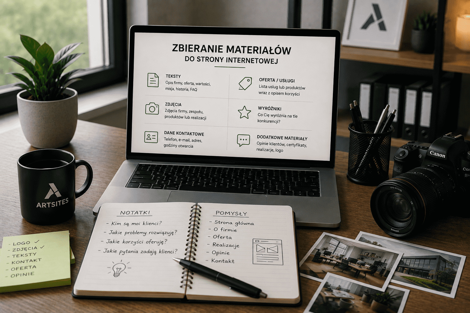 Przygotowanie notatek do strony internetowej