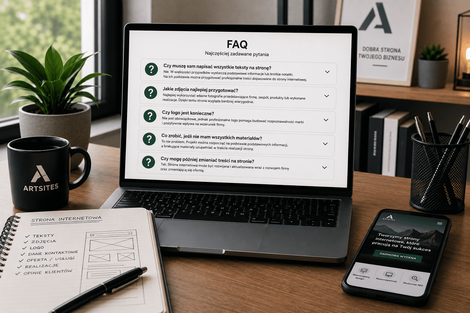 Materiały potrzebne do stworzenia strony internetowej - FAQ